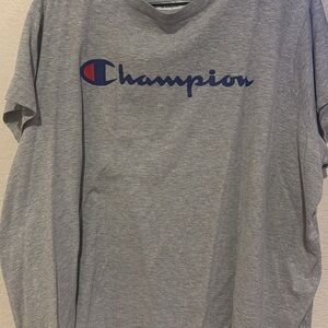 Champion Men's Gray Tee with Blue Logo